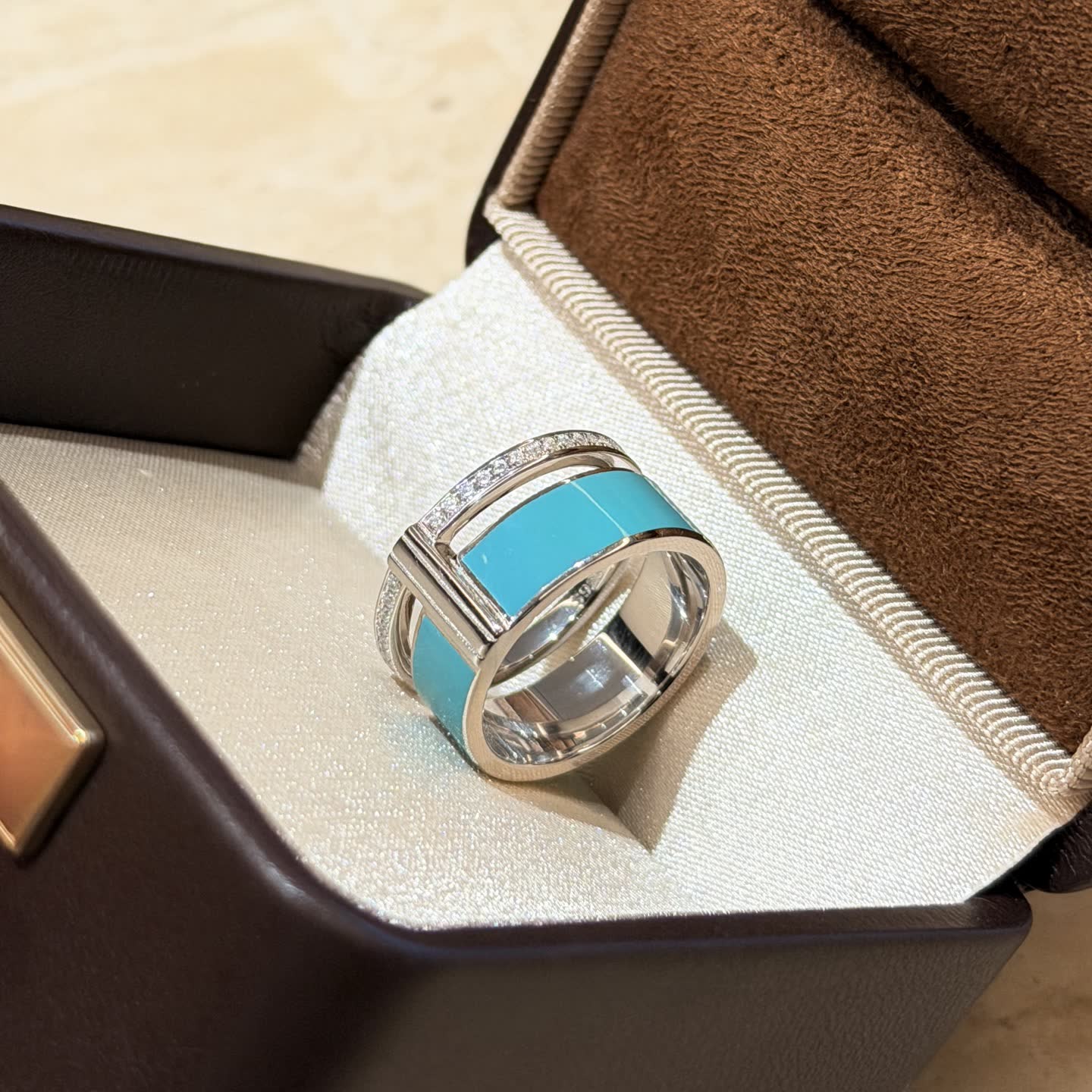 Tiffany & Co. Blue Enamel Ring with Diamonds